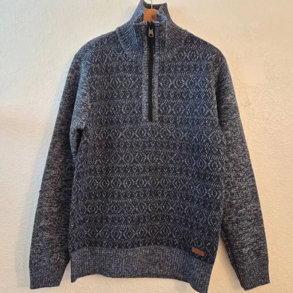 NWT Buffalo David Bitton Quarter-zip Thick Warm Fleece-lined Blue Sweater